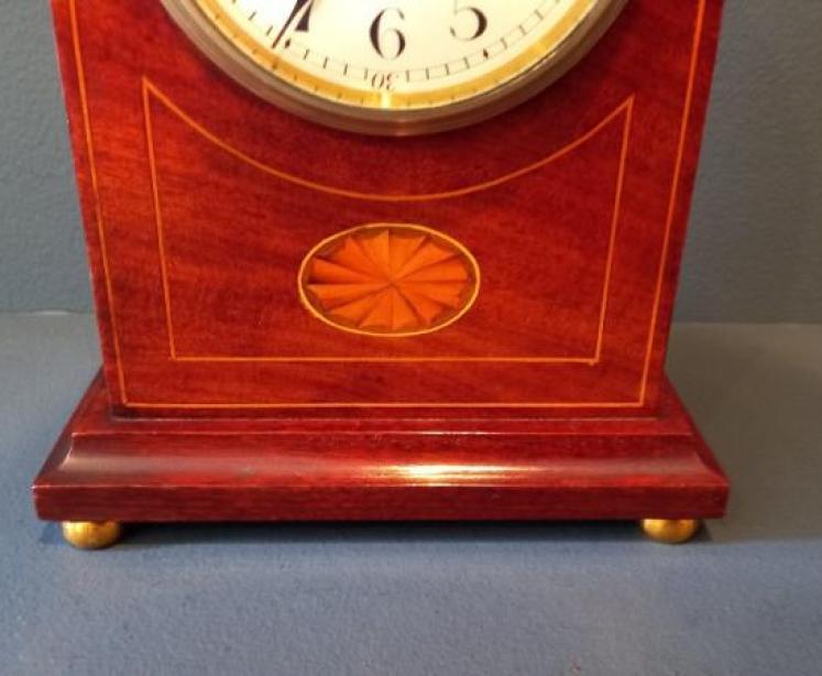 Edwardian Period Sheraton Inlaid Arched Top Mantel Clock - Image 3