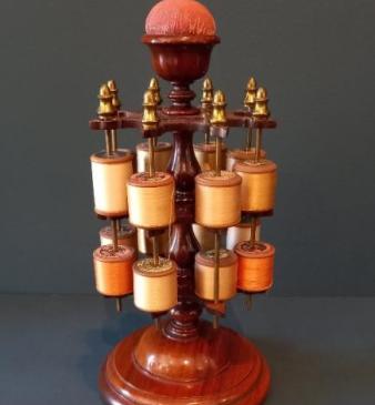 Superb Mid Victorian Walnut Revolving Bobbin Stand