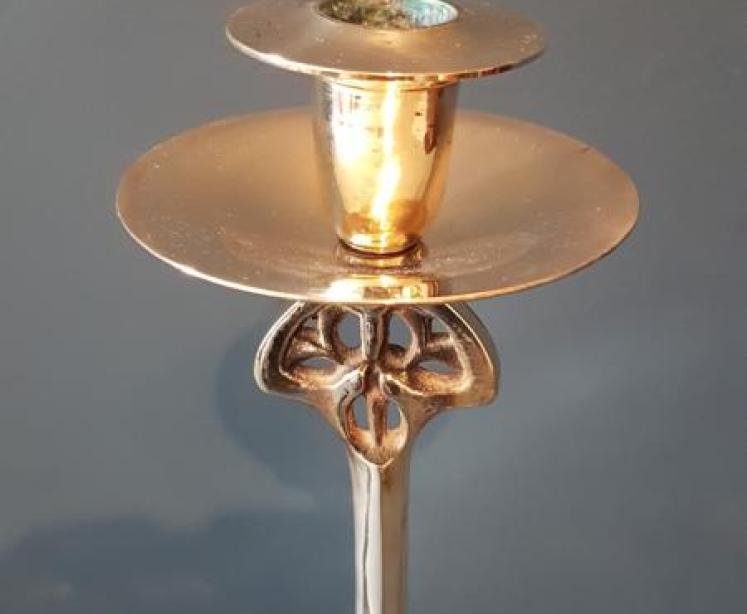 Brass Art Nouveau Candlesticks - Image 3