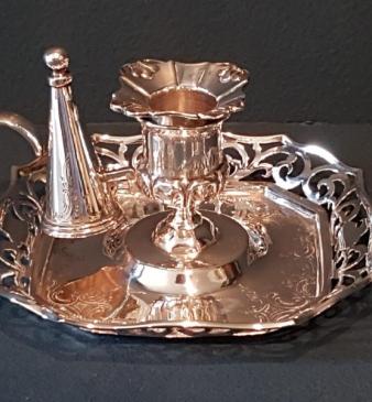 Victorian Silver Chamber Stick and Snuffer