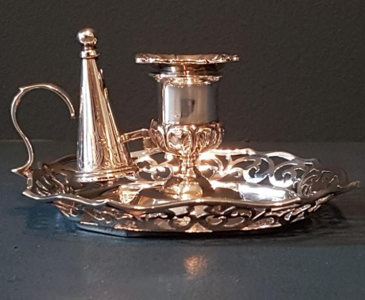 Victorian Silver Chamber Stick and Snuffer - Image 5