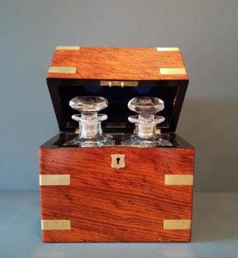 Early Victorian Oak Two Bottle Tantalus Box