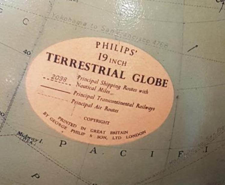 Large 1920's Phillip's Floor Standing Library Globe  - Image 3