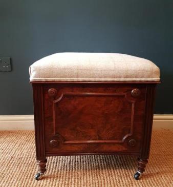 Mid Victorian Burr Walnut Ottoman