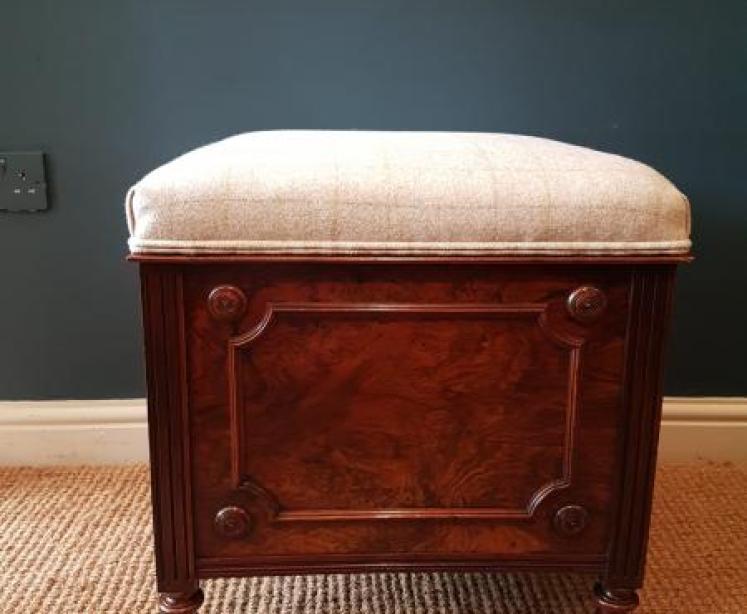 Mid Victorian Burr Walnut Ottoman - Image 1