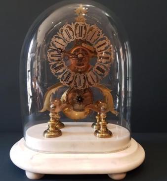 Victorian Skeleton Clock on Original Marble Base
