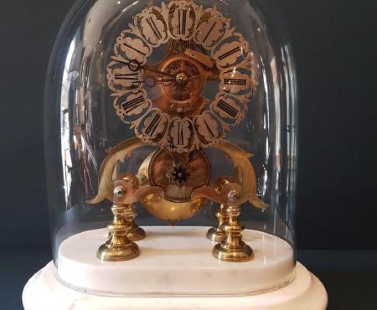 Victorian Skeleton Clock on Original Marble Base - Image 1
