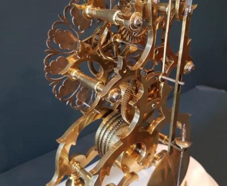 Victorian Skeleton Clock on Original Marble Base - Image 5