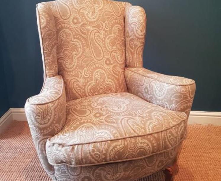 Stylish Edwardian Period Wing Back Upholstered Armchair - Image 1