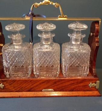 Mid Victorian Walnut Betjeman's Three Bottle Tantalus