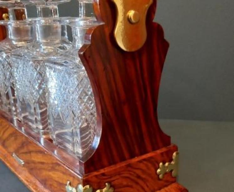 Mid Victorian Walnut Betjeman's Three Bottle Tantalus - Image 4