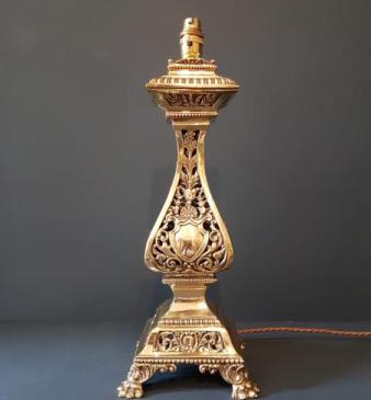 Edwardian Cast Brass Table Lamp