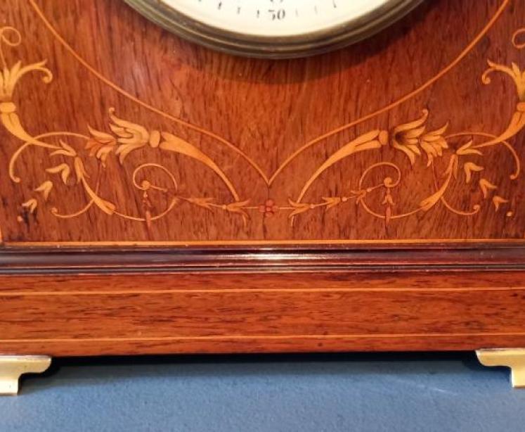 Fine Victorian Rosewood Inlaid Striking Mantel Clock - Image 3