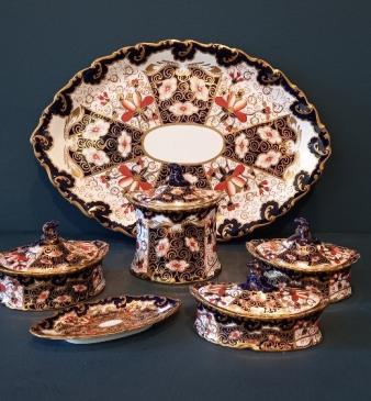 George V Period Royal Crown Derby 6 Piece Dressing Table Set