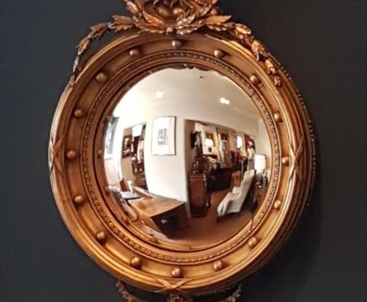 Victorian Timber Gilt Convex Mirror - Image 1