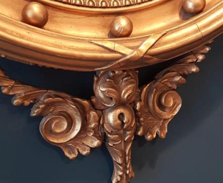 Victorian Timber Gilt Convex Mirror - Image 4