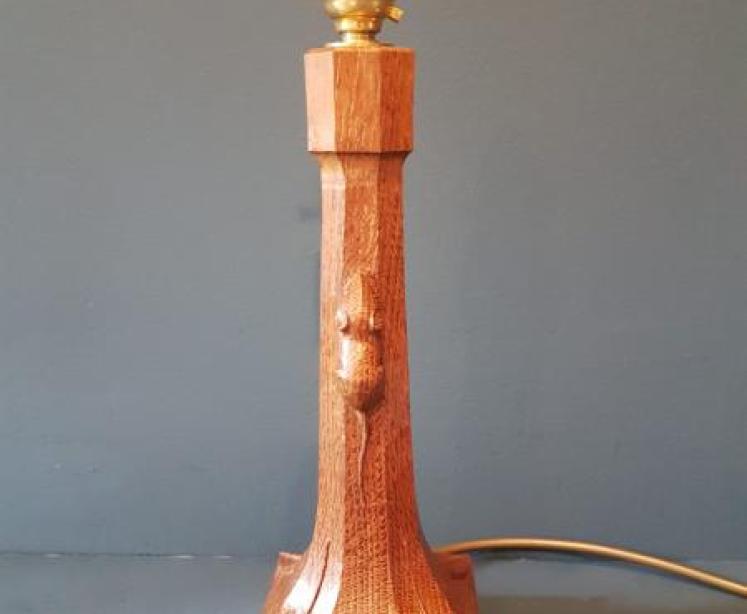 1950's Oak Mouseman Table Lamp - Image 1