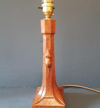 1950's Oak Mouseman Table Lamp