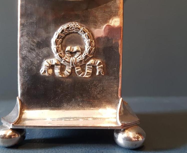 Planished Silver Plated Mantel Clock - Image 3