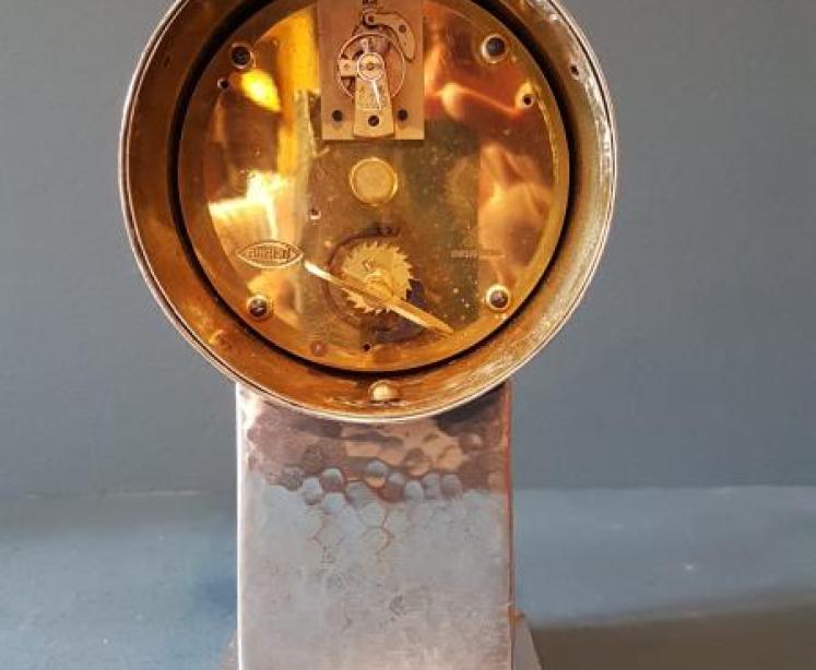 Planished Silver Plated Mantel Clock - Image 5