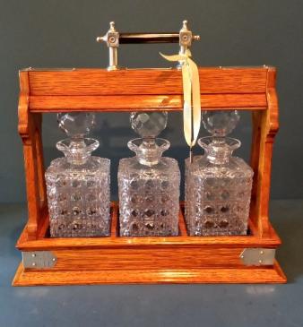 Fine Victorian Silver Mount Three Bottle Tantalus