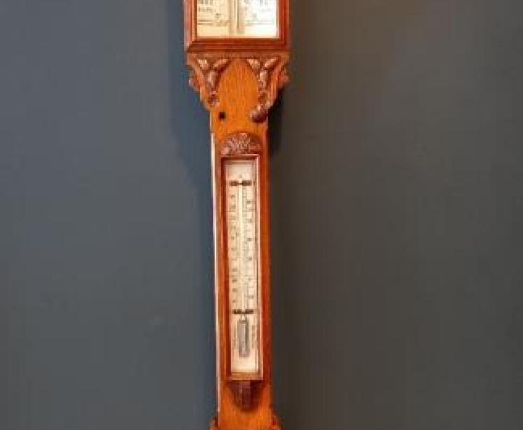 Victorian Golden Oak Whitehaven Stick Barometer - Image 1