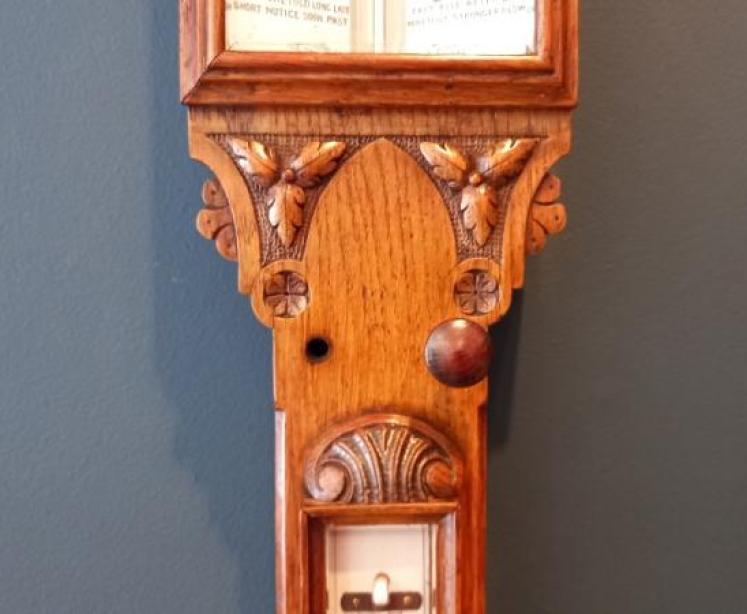 Victorian Golden Oak Whitehaven Stick Barometer - Image 5