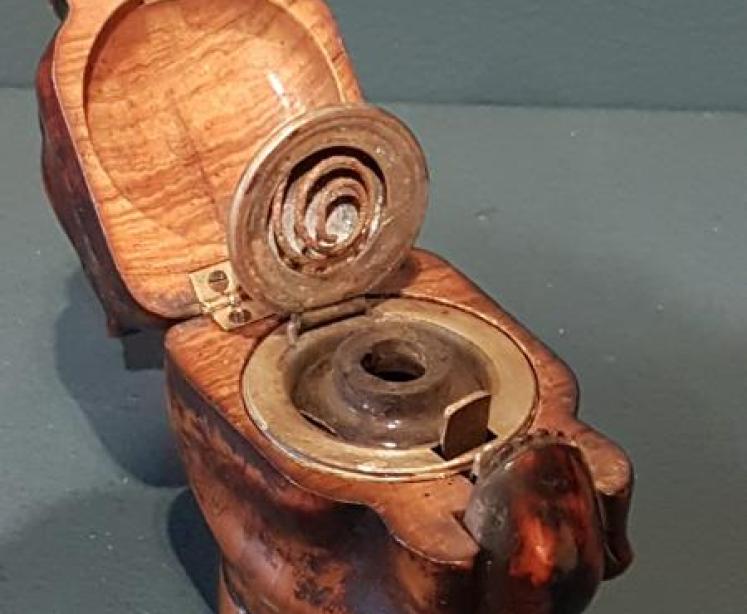 Rare Victorian Treen Bulldog Ink Well - Image 3