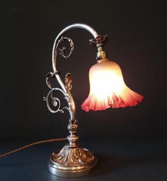 Late Victorian Silver Plated Table Lamp and Shade