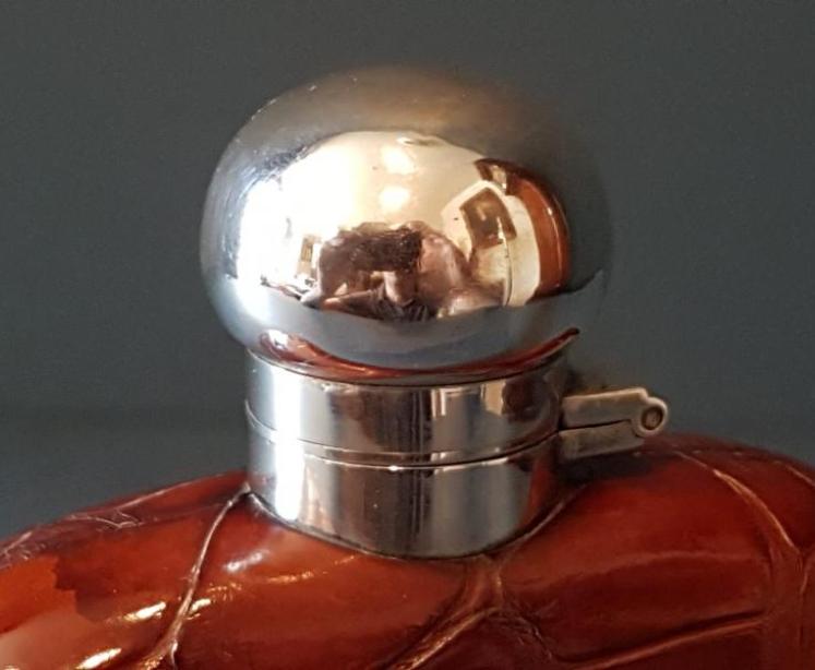 Silver and Crocodile Skin Hip Flask - Image 5