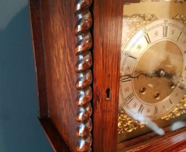 Quality Edwardian Oak Grandmother Clock - Image 3