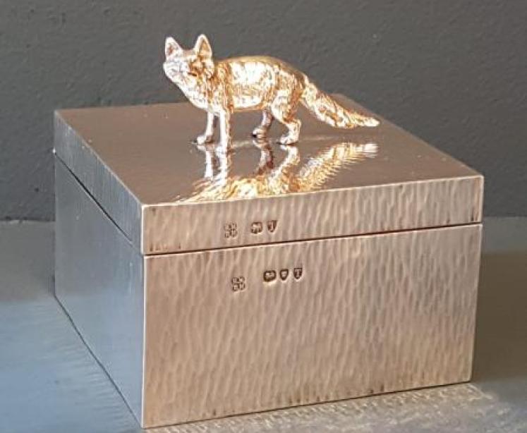 Victorian Silver Fox Planished Silver Table Box - Image 1