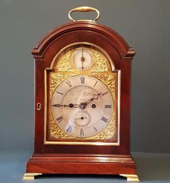 George III Mahogany Double Fusee Quarter Chiming Bracket Clock
