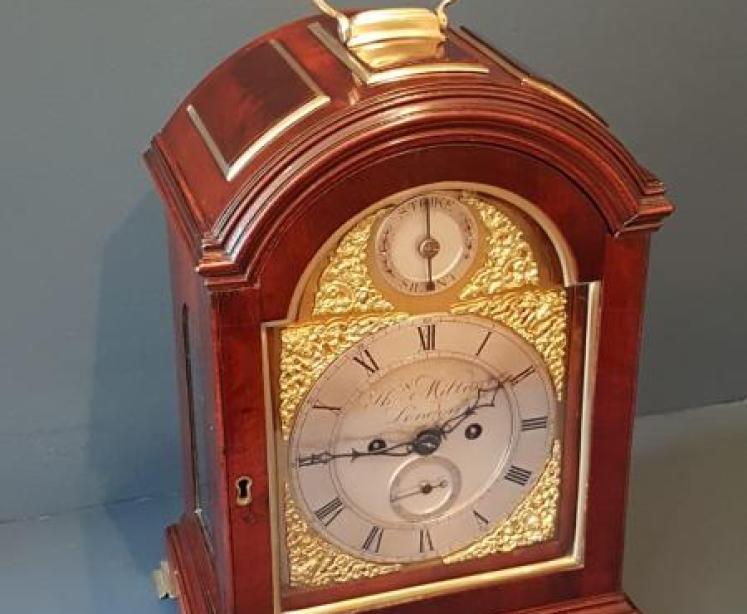 George III Mahogany Double Fusee Quarter Chiming Bracket Clock - Image 6