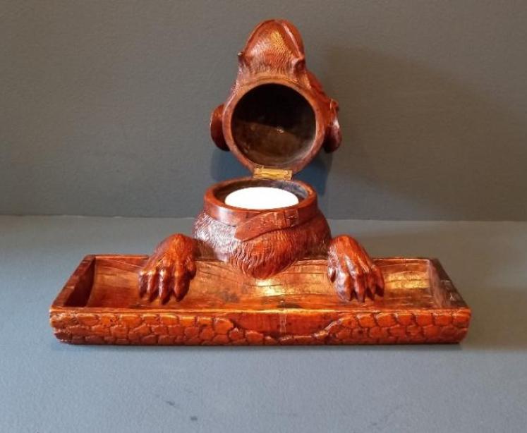 Rare 19th Century Black Forest Dog Inkwell  - Image 5