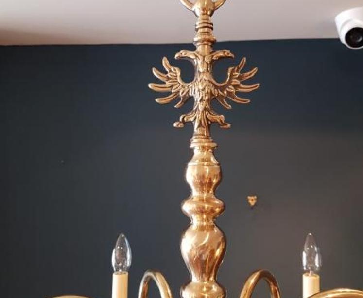 Fully Restored Edwardian Brass Six Arm Chandelier - Image 6