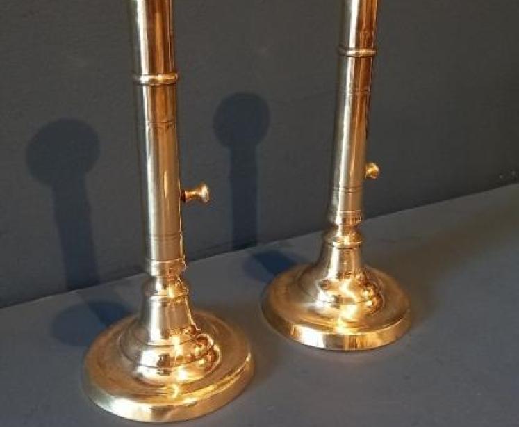 Pair of George III Period Brass Seamed Candlesticks - Image 2