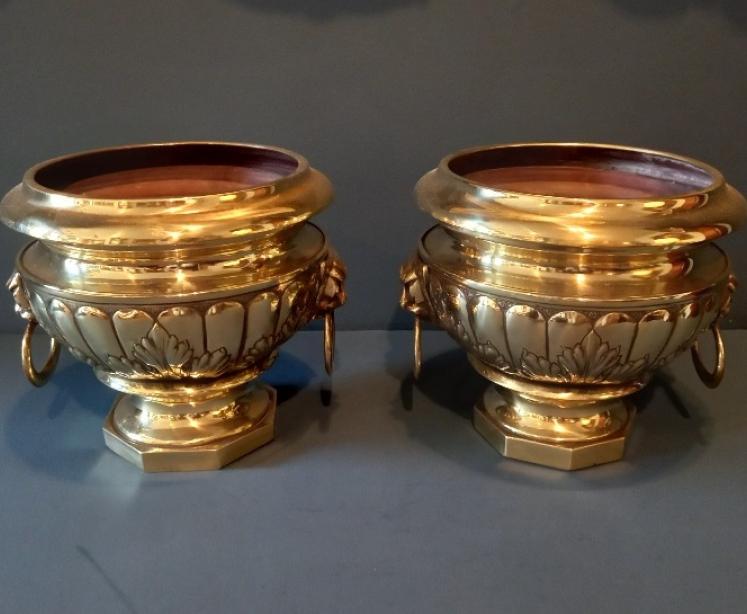 Superb Pair of Early Victorian Brass Jardinieres - Image 1