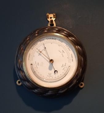 Victorian Steel Barometer with Thermometer