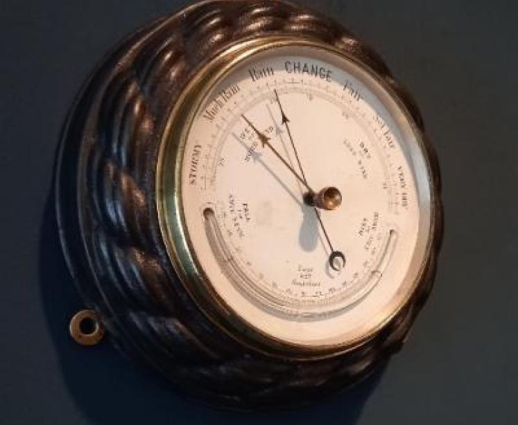 Victorian Steel Barometer with Thermometer - Image 2