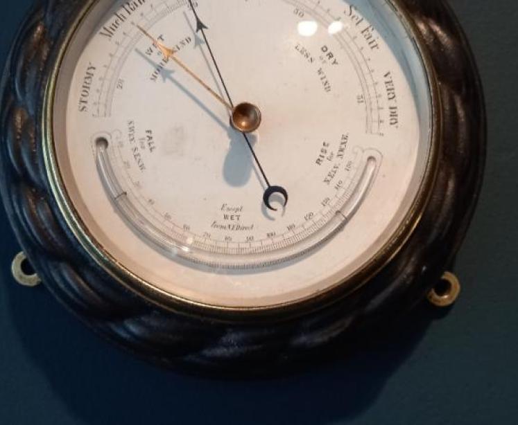 Victorian Steel Barometer with Thermometer - Image 3
