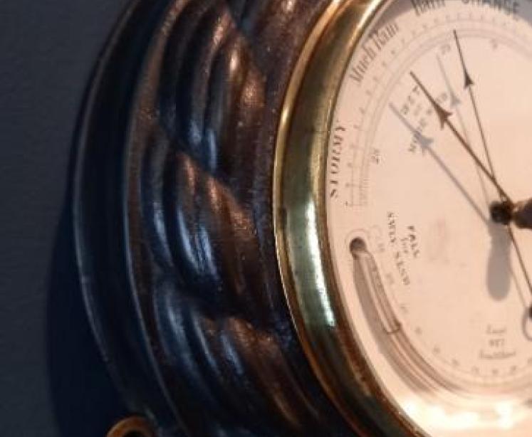 Victorian Steel Barometer with Thermometer - Image 5