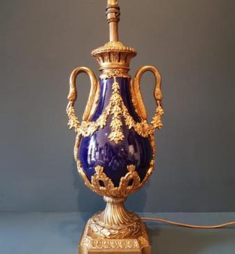 Fine Quality 1920's Porcelain and Ormolu Lamp