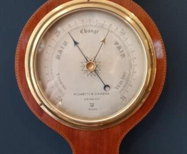Superb Edwardian Sheraton Inlaid Banjo Barometer - Image 2