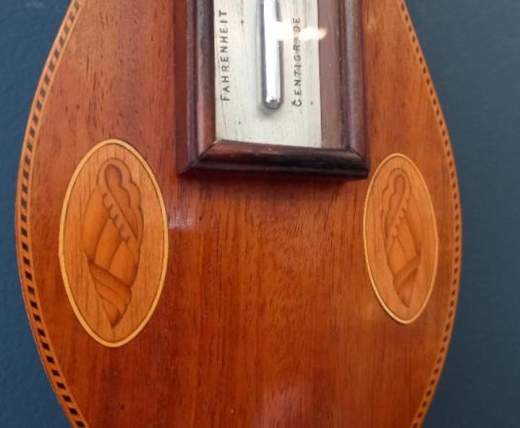Superb Edwardian Sheraton Inlaid Banjo Barometer - Image 4