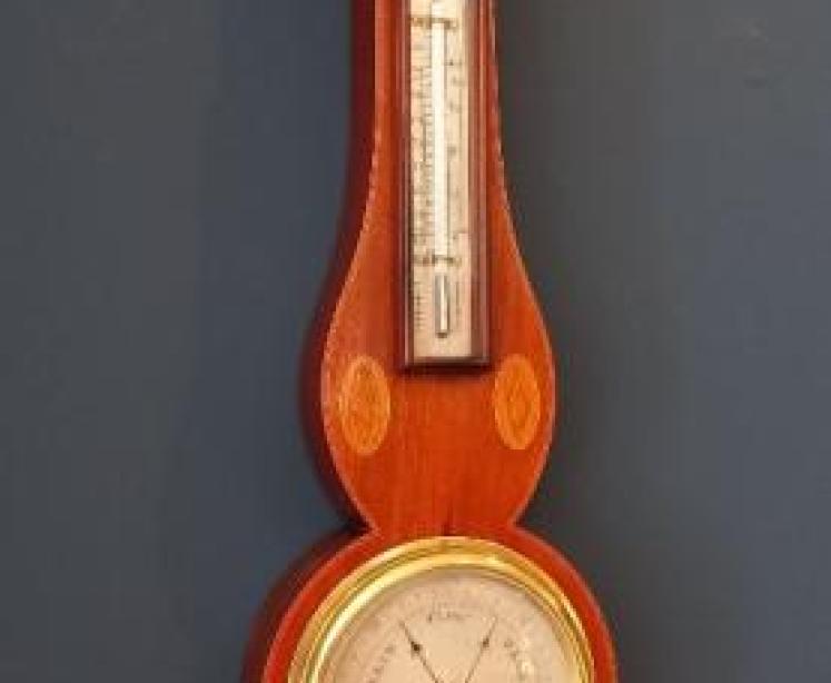 Superb Edwardian Sheraton Inlaid Banjo Barometer - Image 7