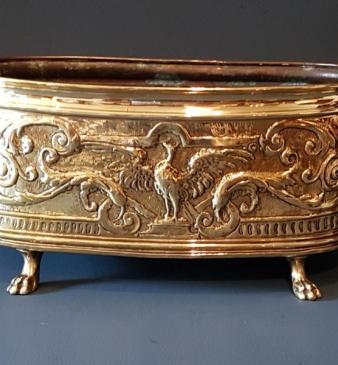 Victorian Embossed Brass Planter