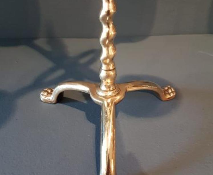  Pair of Victorian Brass Rise and Fall Candelabras  - Image 4