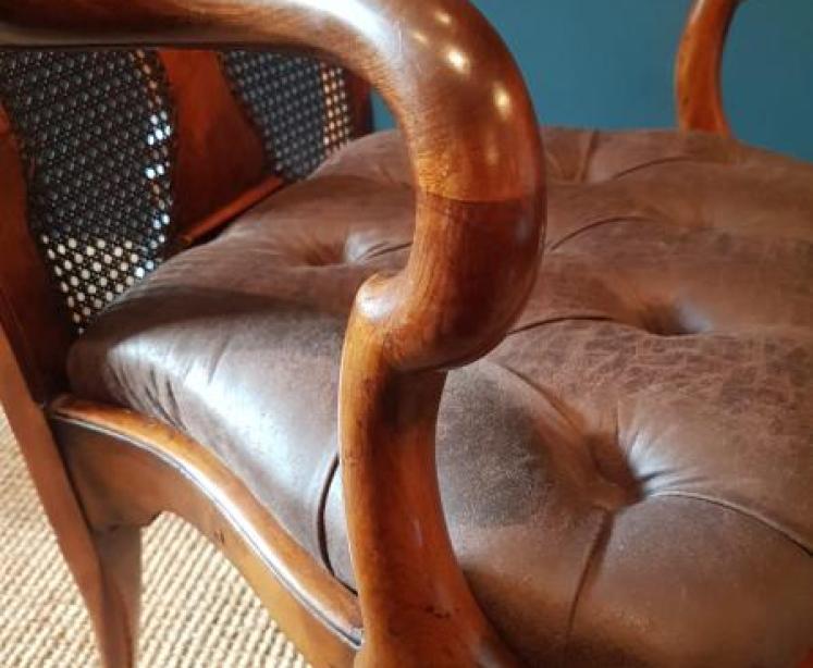 Edwardian Walnut Elbow Chair - Image 4