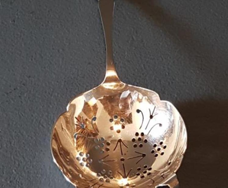 Silver Tea Strainer and Saucer - Image 3